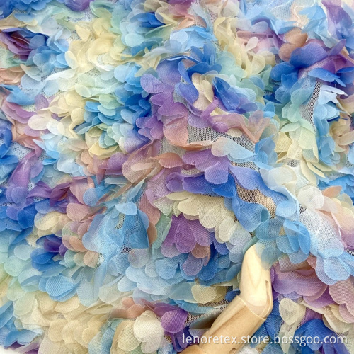 Rose Flower Knit Mesh Dribbling Embroidered Lace Fabric